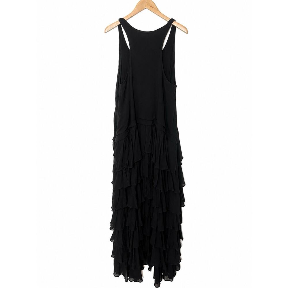 AllSaints Cavarly Maxi Dress Black Layered Ruffle Racerback US 8 UK 12 - Picture 5 of 8